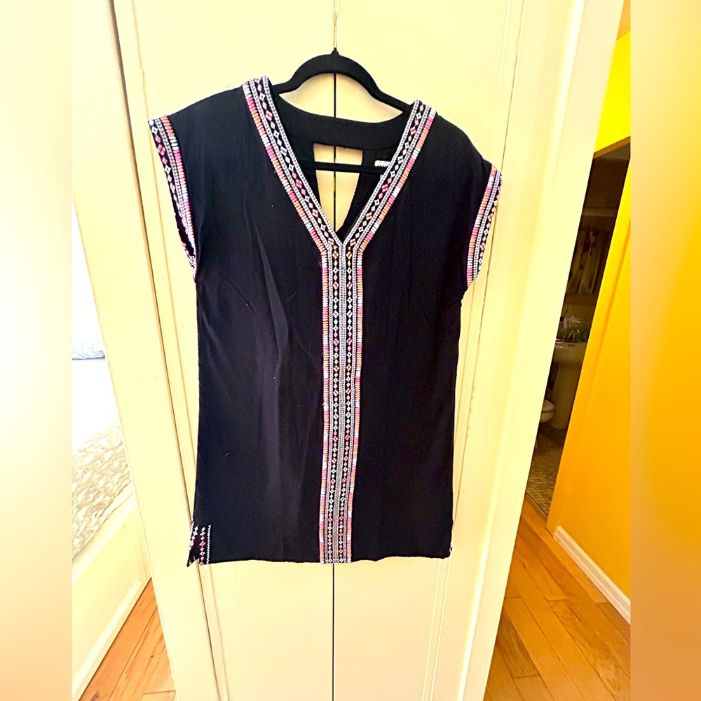 Black Embroidered Women's Top